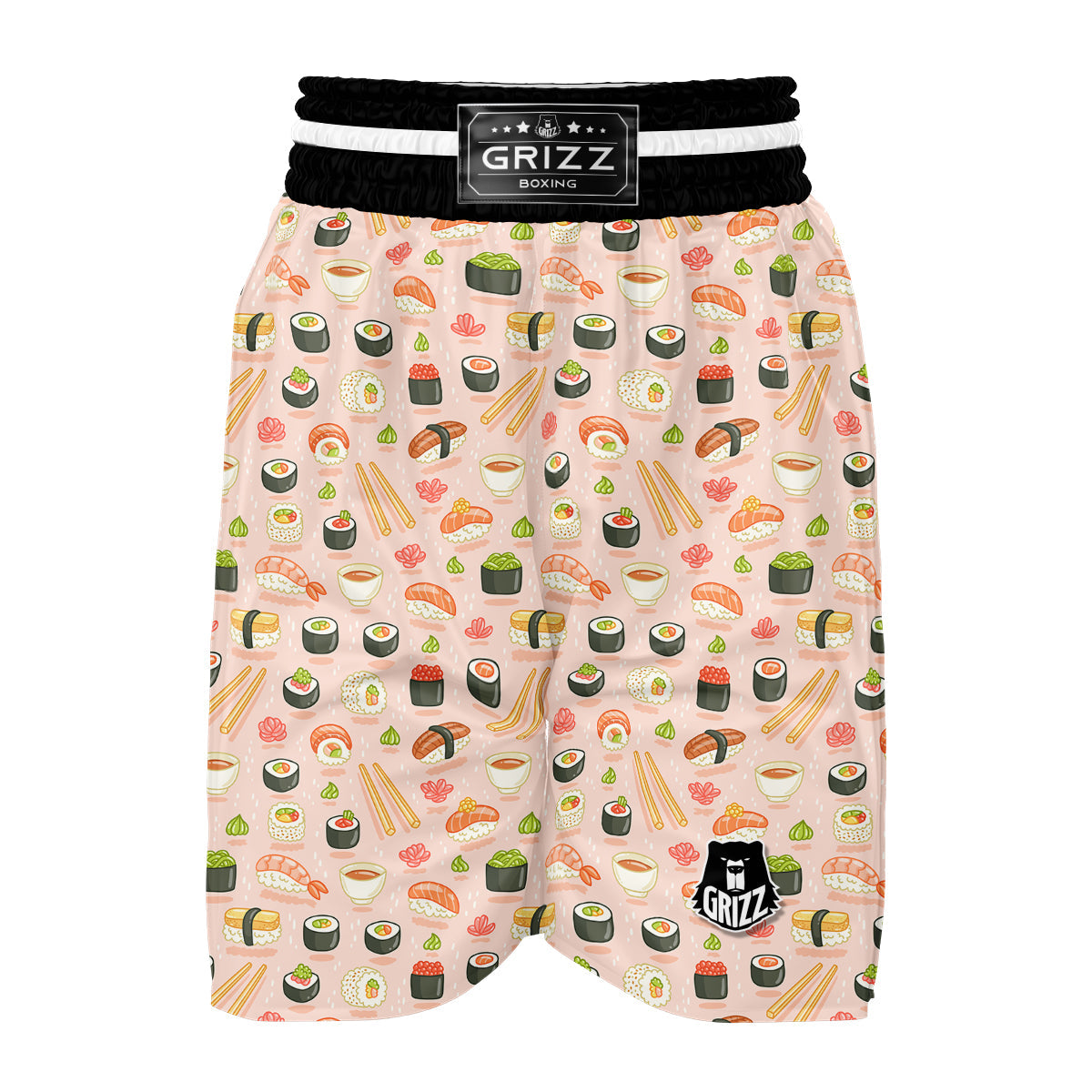 Kawaii Sushi Pattern Print Boxing Shorts-grizzshop