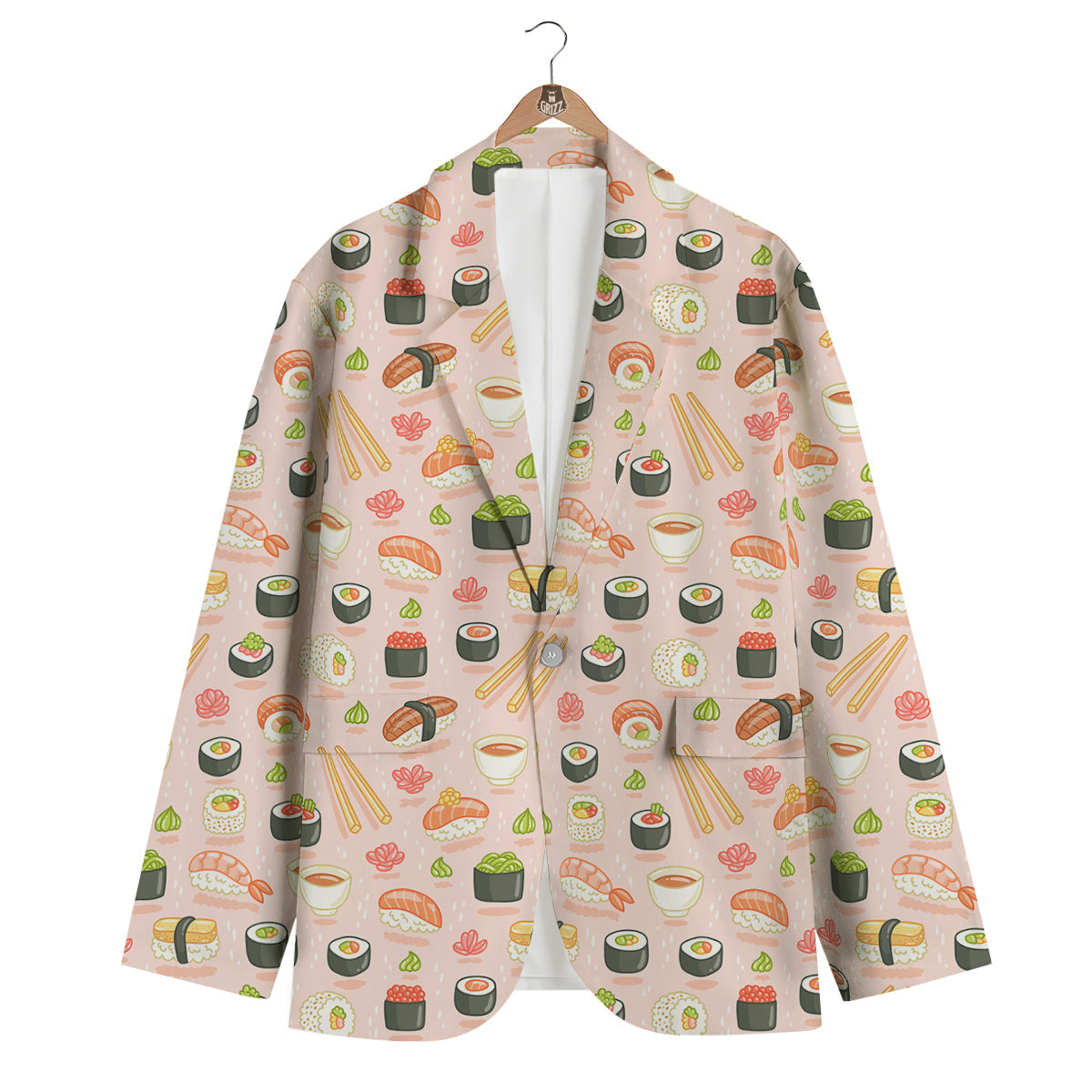 Kawaii Sushi Pattern Print Men's Blazer-grizzshop