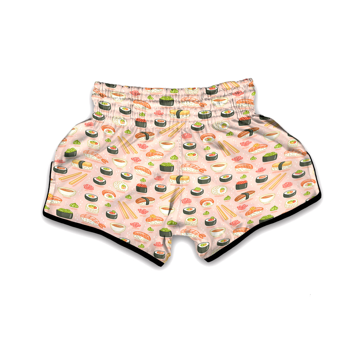 Kawaii Sushi Pattern Print Muay Thai Boxing Shorts-grizzshop