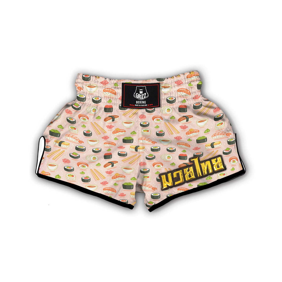 Kawaii Sushi Pattern Print Muay Thai Boxing Shorts-grizzshop