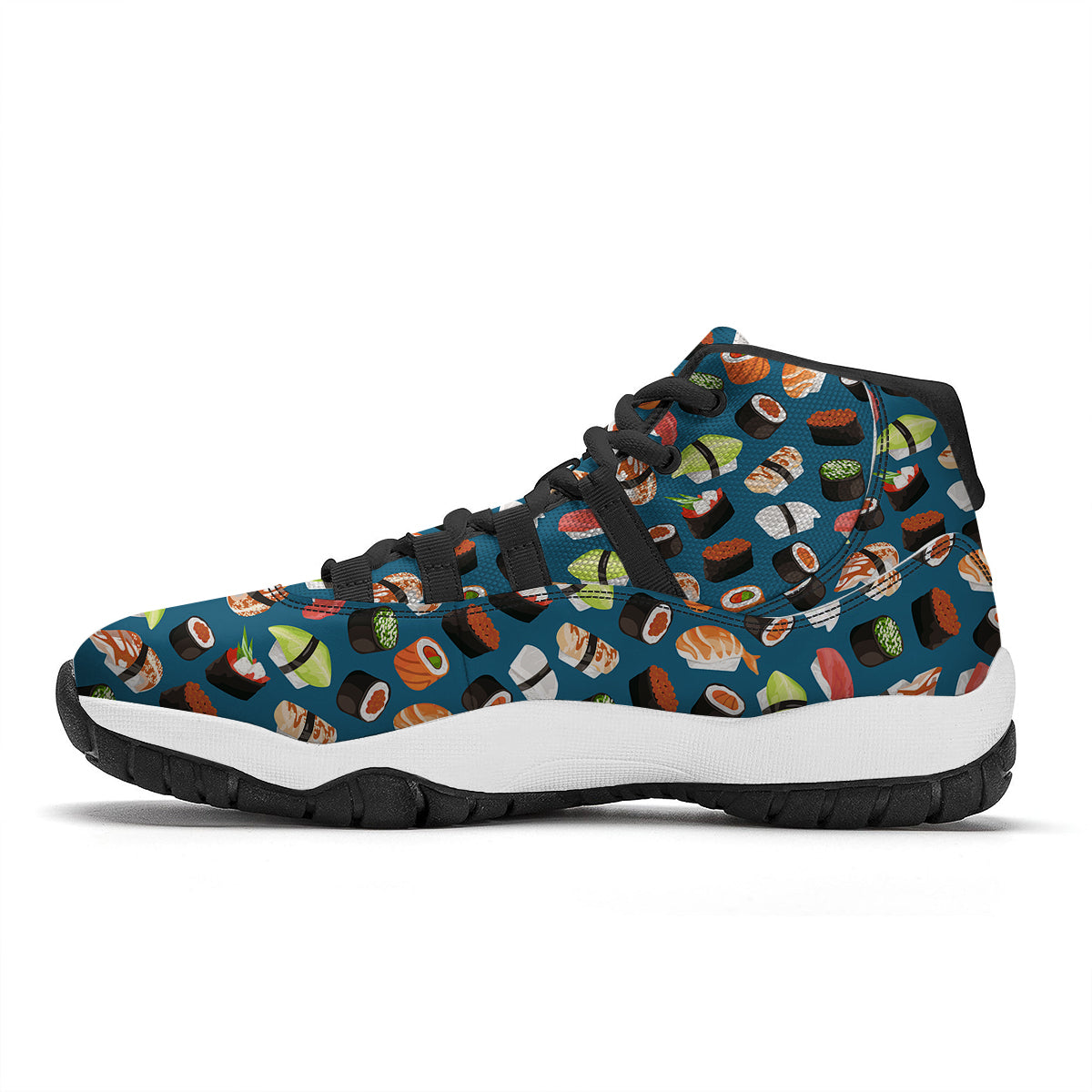 Kawaii Sushi Print Pattern Black Bball Shoes-grizzshop