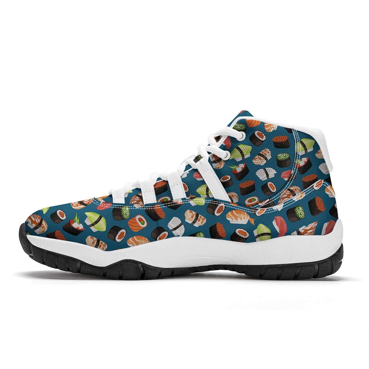 Kawaii Sushi Print Pattern White Bball Shoes-grizzshop