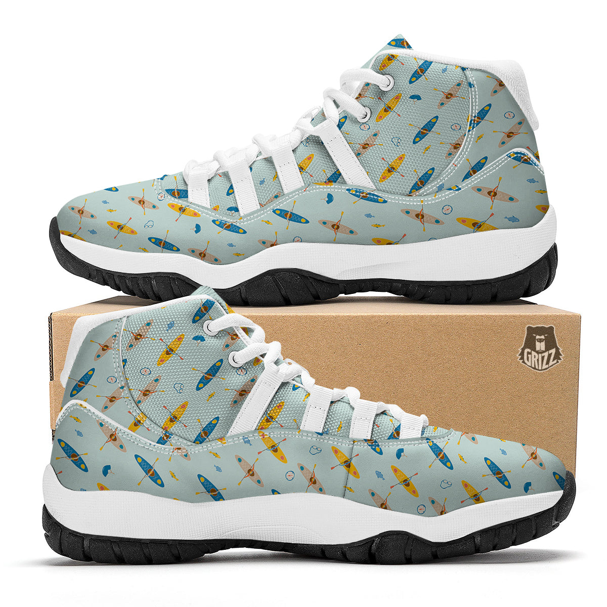 Kayak Sport Print Pattern White Bball Shoes-grizzshop