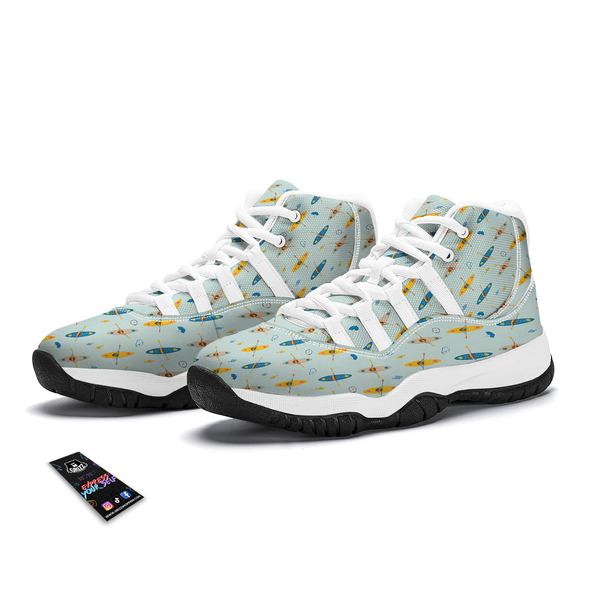 Kayak Sport Print Pattern White Bball Shoes-grizzshop
