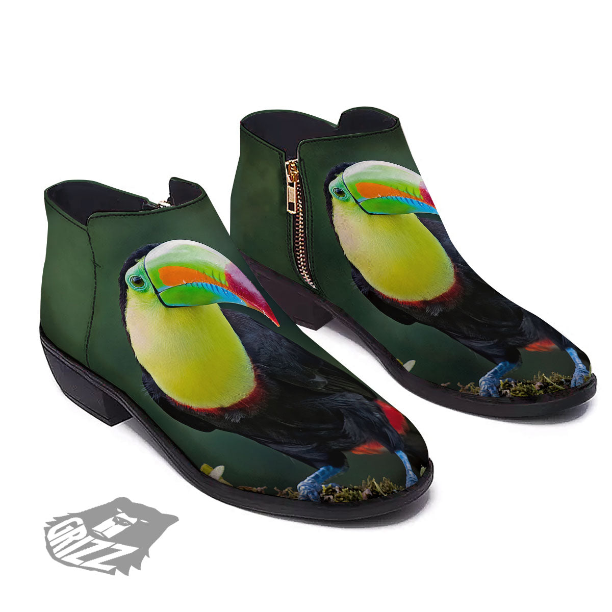 Keel-Billed Toucan Print Ankle Boots-grizzshop