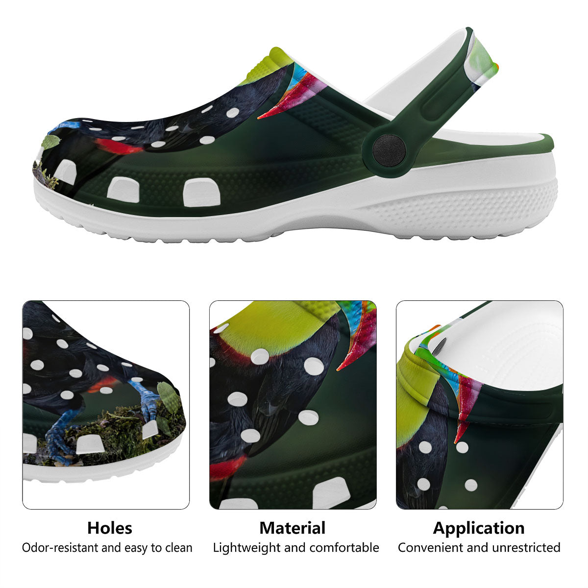 Keel-Billed Toucan Print Clog-grizzshop