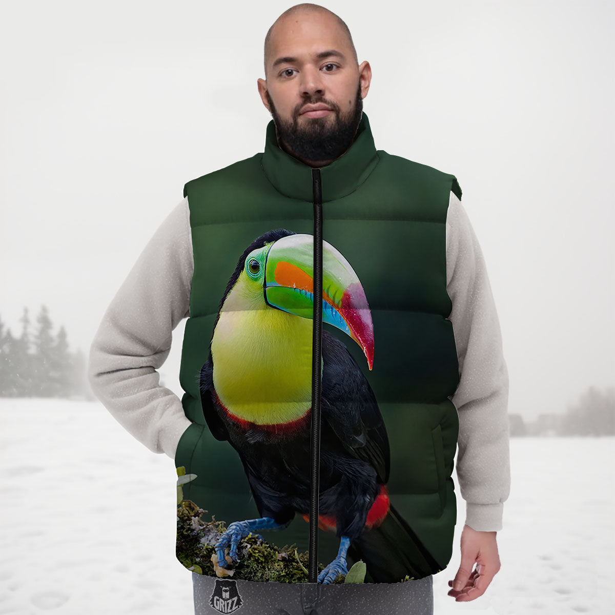Keel-Billed Toucan Print Down Vest