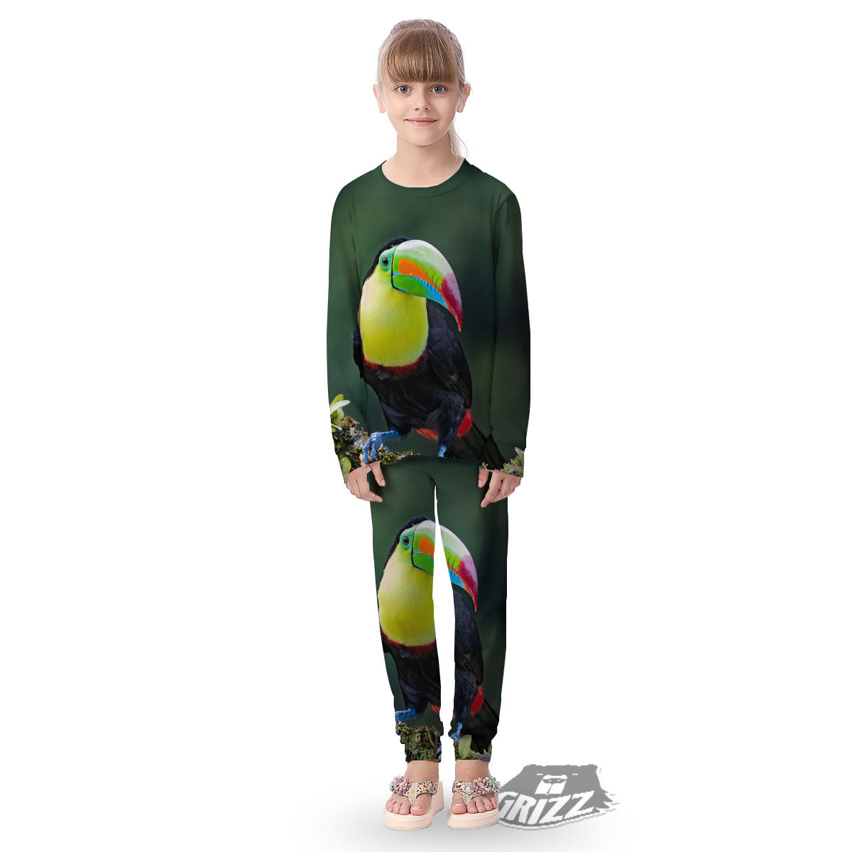 Keel-Billed Toucan Print Kid's Pajamas-grizzshop