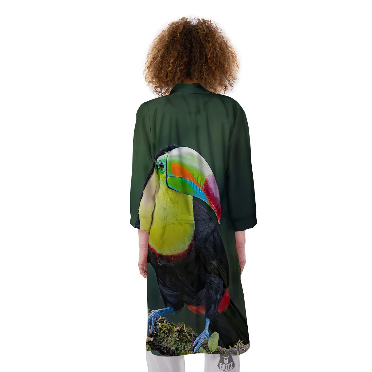 Keel-Billed Toucan Print Kimono-grizzshop