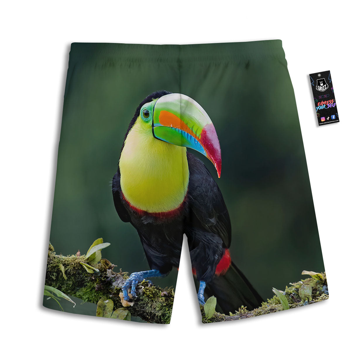 Keel-Billed Toucan Print Men's Athletic Shorts