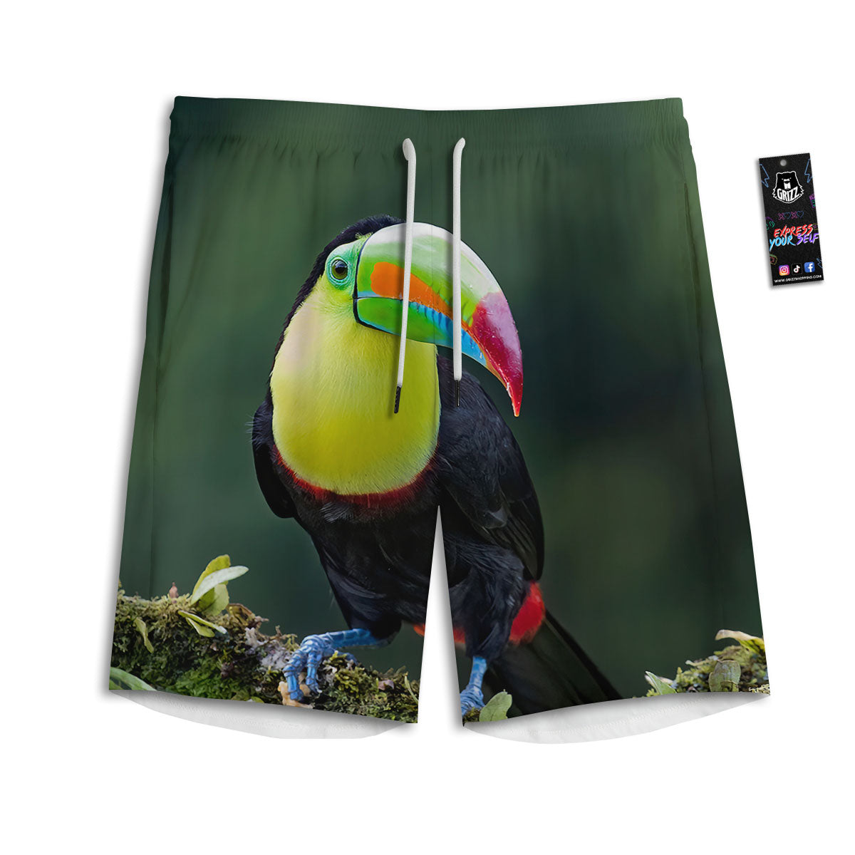 Keel-Billed Toucan Print Men's Athletic Shorts
