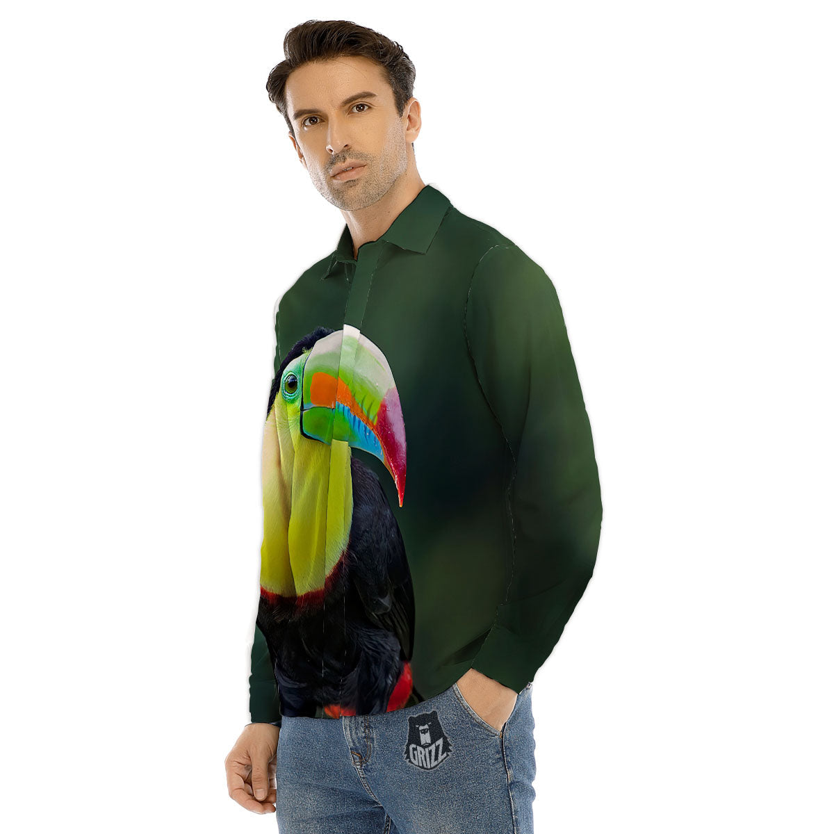 Keel-Billed Toucan Print Men's Dress Shirts-grizzshop