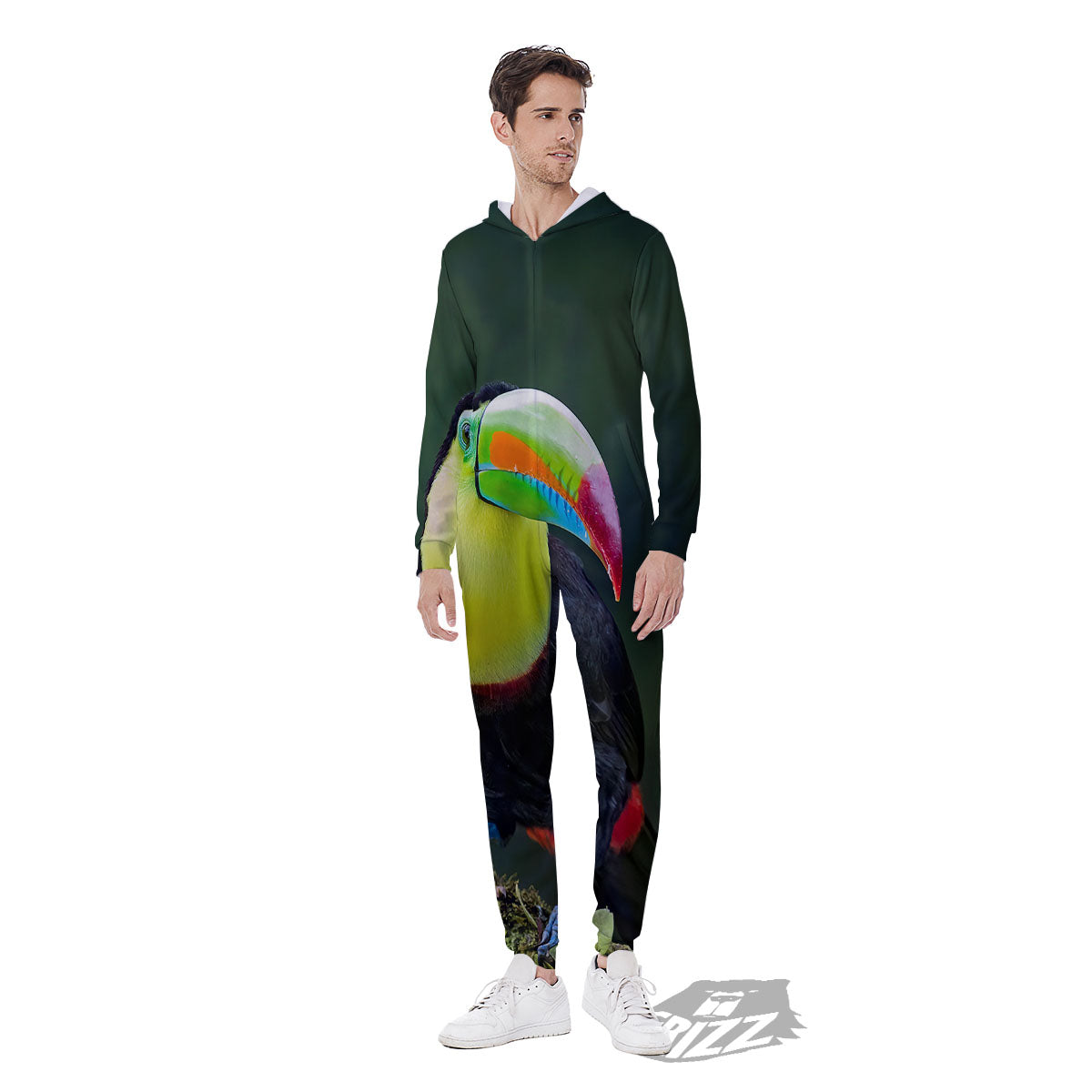 Keel-Billed Toucan Print Men's Jumpsuit-grizzshop