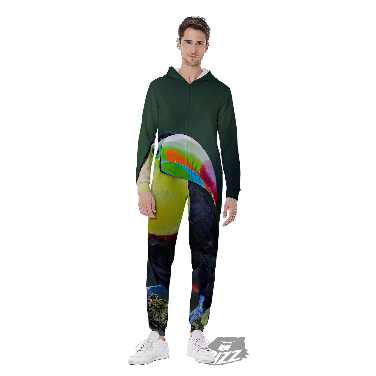 Keel-Billed Toucan Print Men's Jumpsuit-grizzshop
