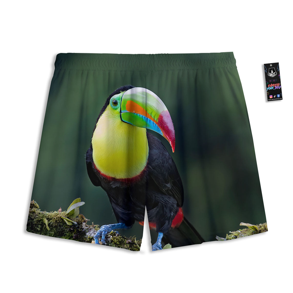 Keel-Billed Toucan Print Mesh Shorts