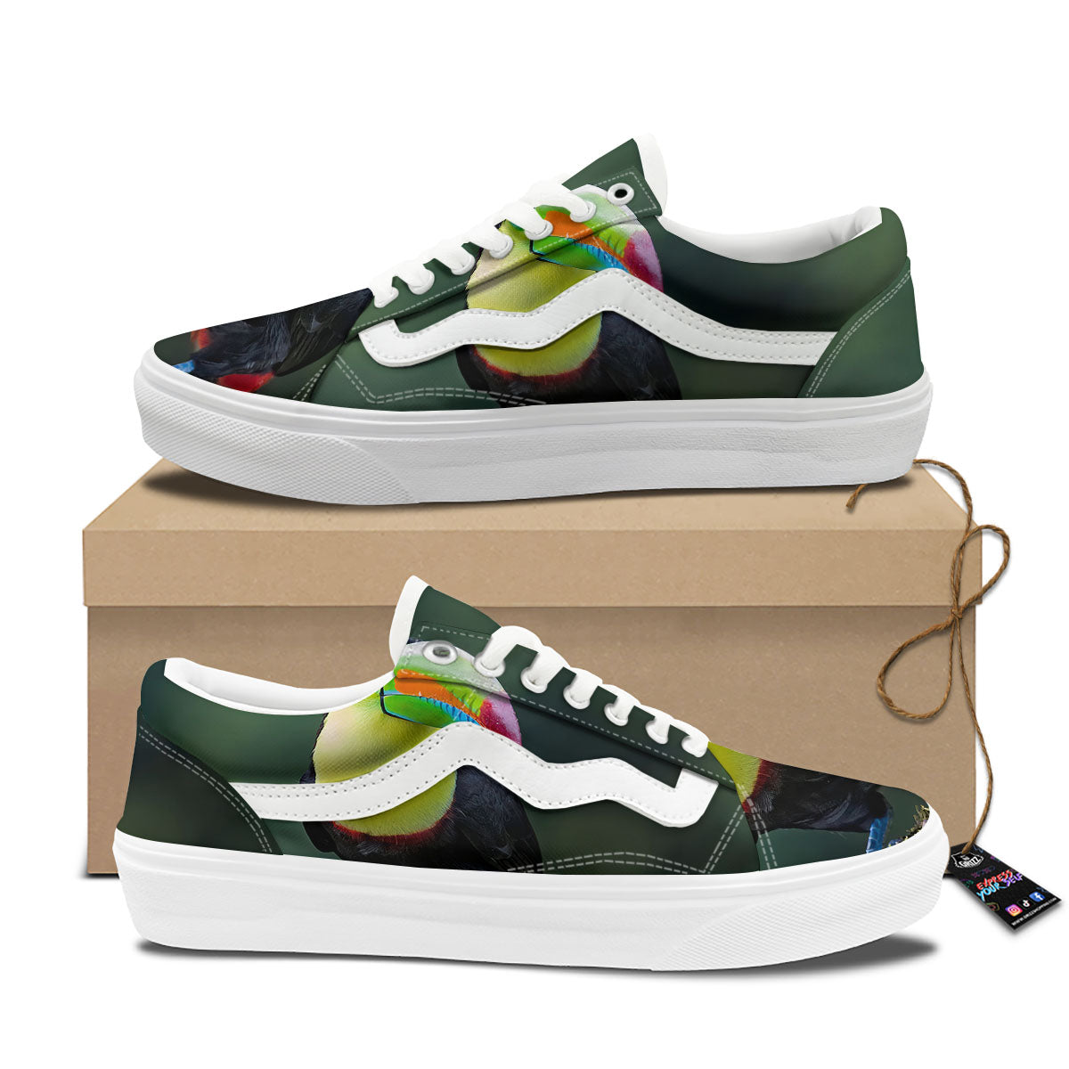 Keel-Billed Toucan Print Skate Shoes-grizzshop