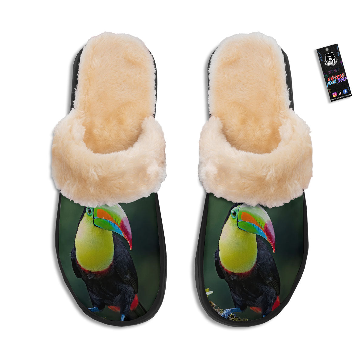 Keel-Billed Toucan Print Slippers-grizzshop