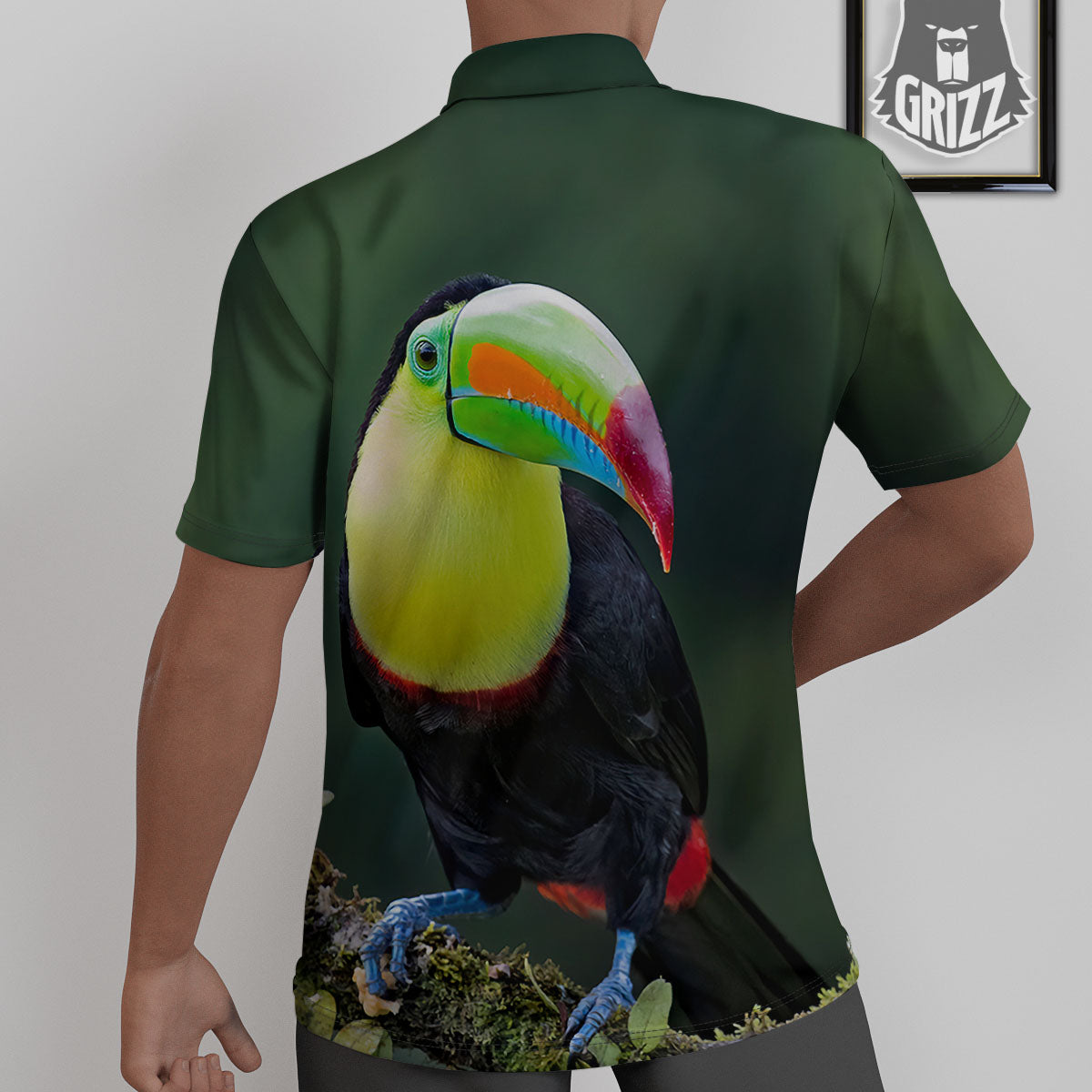 Keel-Billed Toucan Print Untucked Shirts-grizzshop