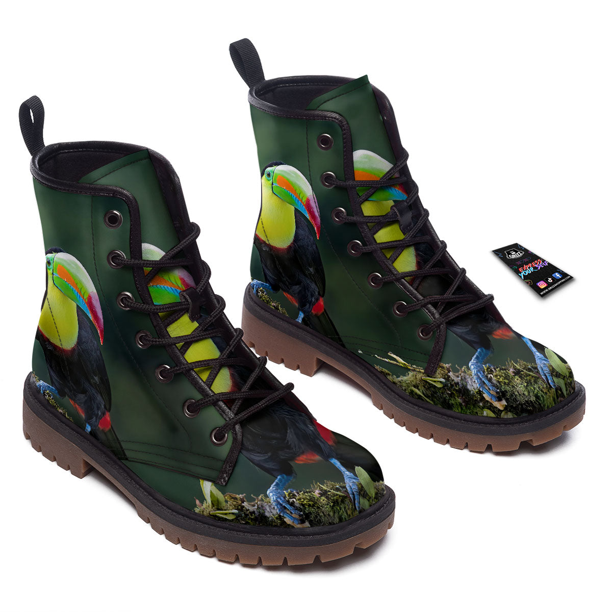 Keel-Billed Toucan Print Work Boots-grizzshop