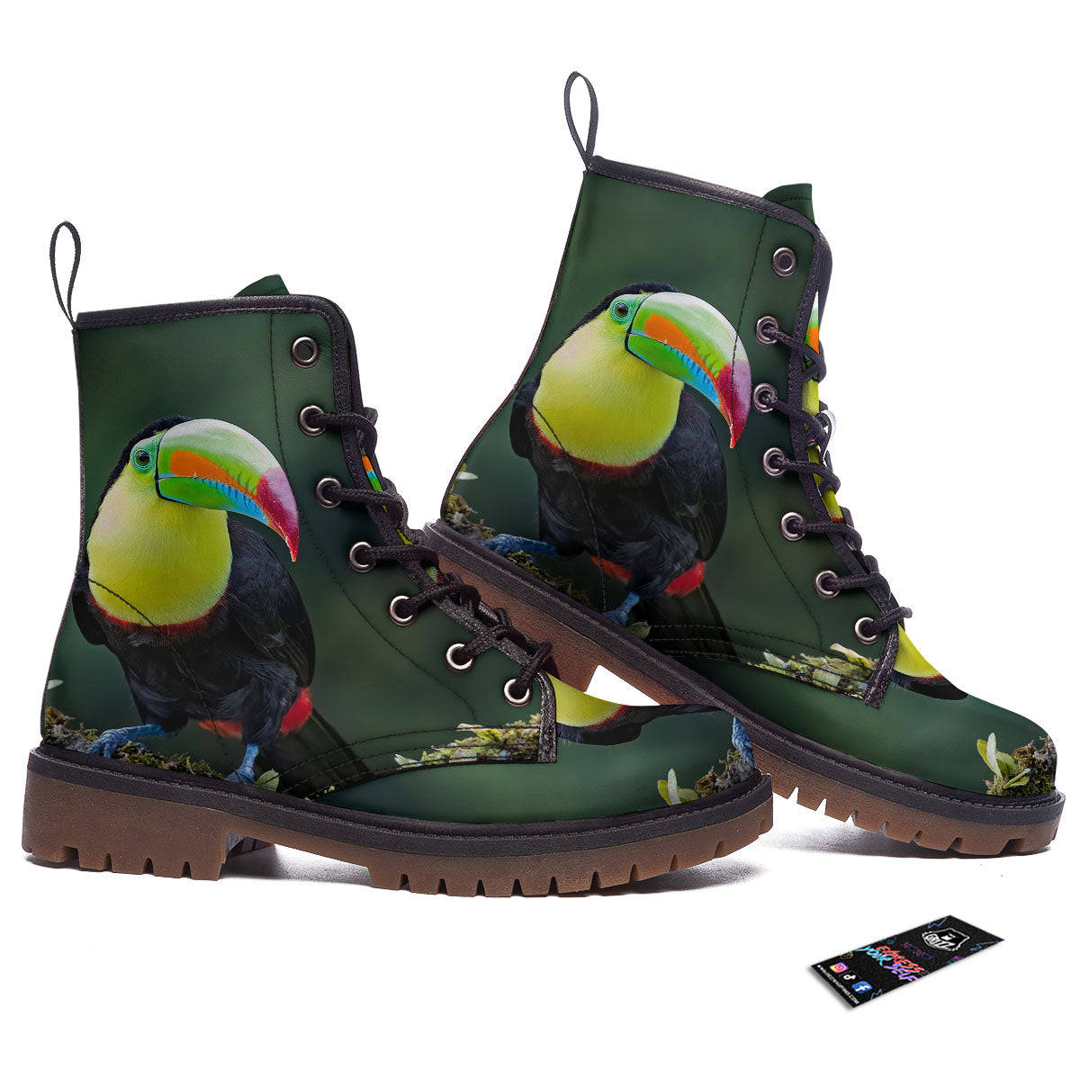 Keel-Billed Toucan Print Work Boots-grizzshop