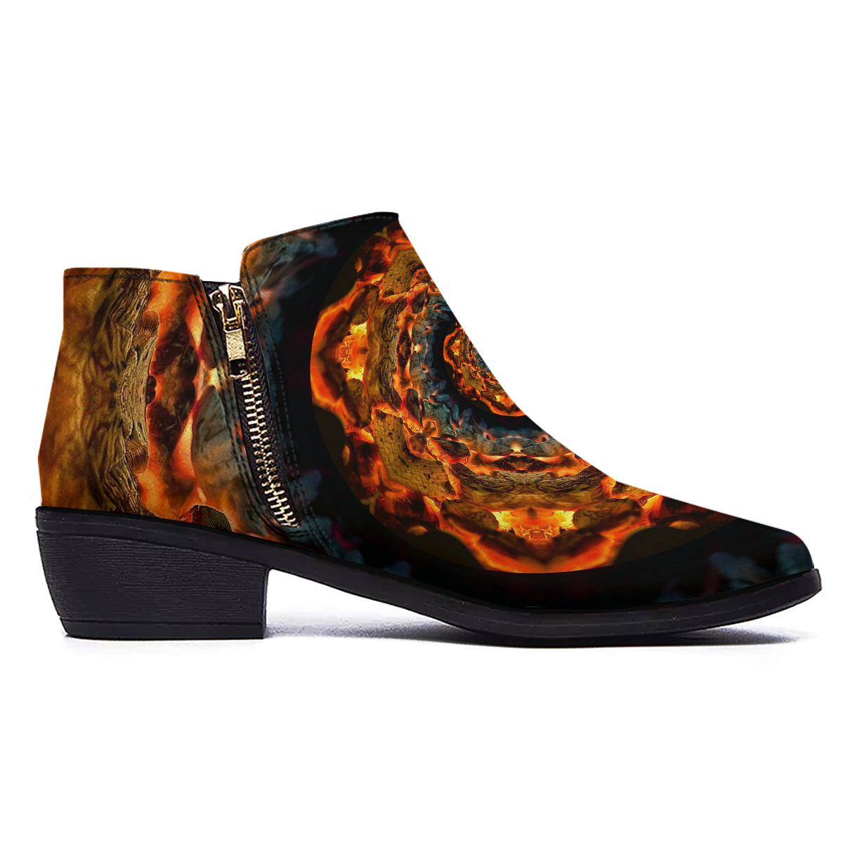 Keleidoscope Lava Texture Print Ankle Boots-grizzshop