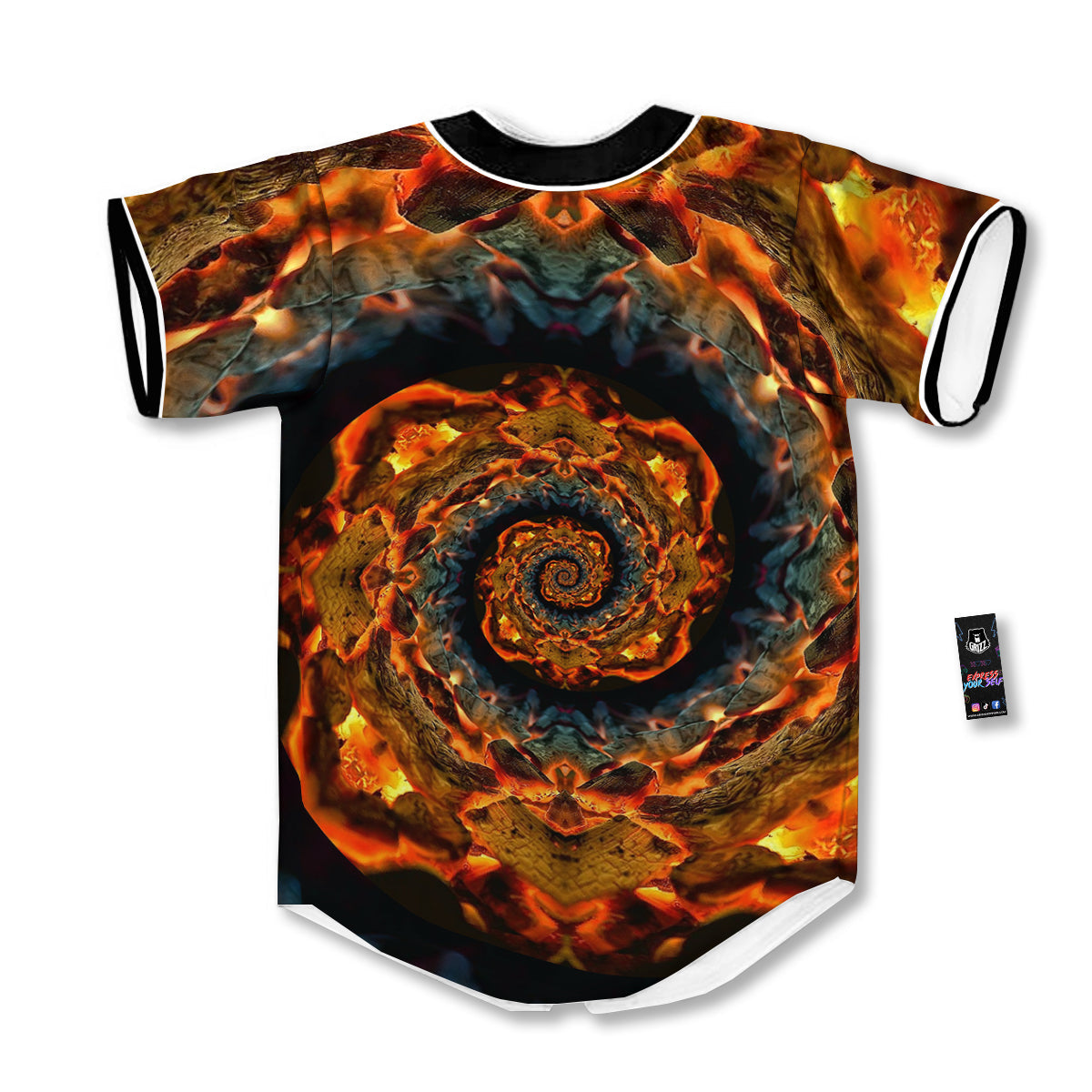 Keleidoscope Lava Texture Print Baseball Jersey-grizzshop