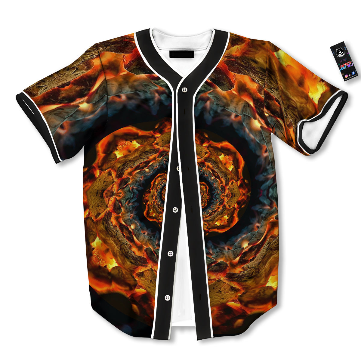 Keleidoscope Lava Texture Print Baseball Jersey-grizzshop