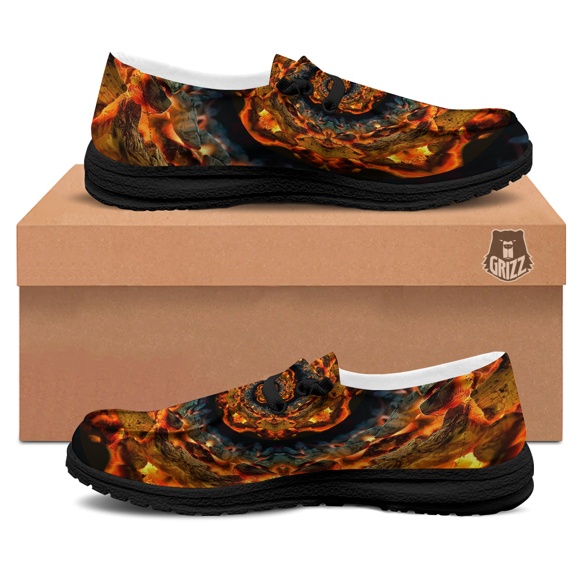 Keleidoscope Lava Texture Print Black Loafers-grizzshop