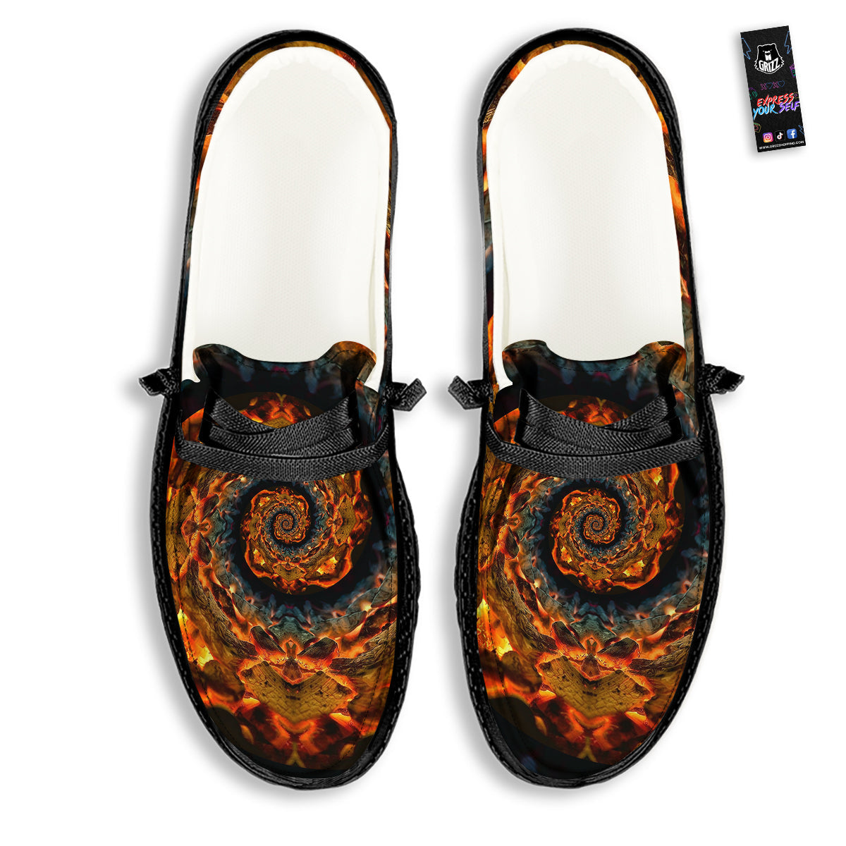 Keleidoscope Lava Texture Print Black Loafers-grizzshop