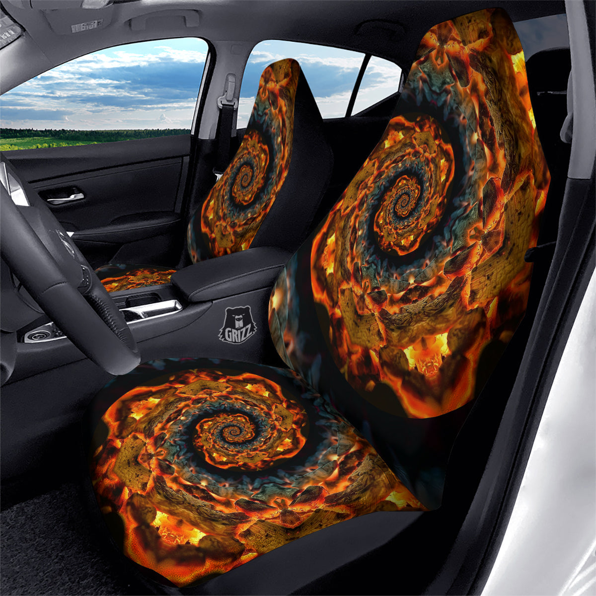 Keleidoscope Lava Texture Print Car Seat Covers-grizzshop