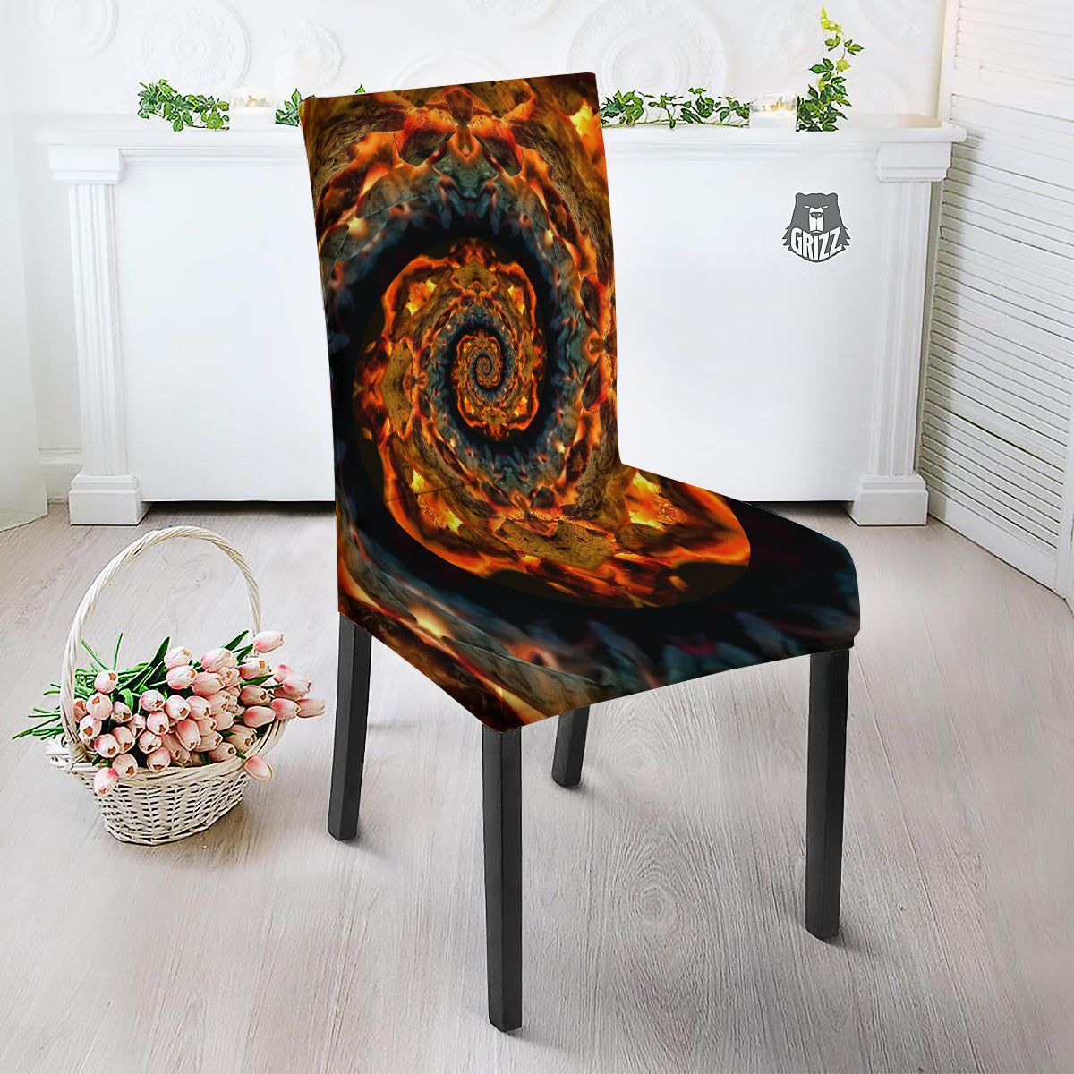 Keleidoscope Lava Texture Print Dining Chair Slipcover-grizzshop