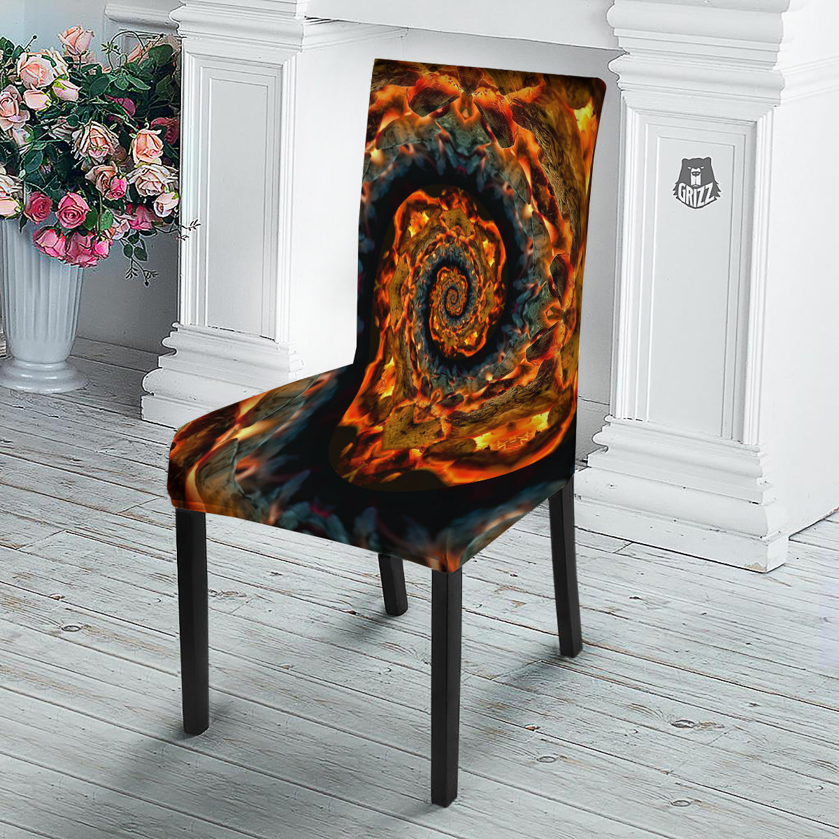 Keleidoscope Lava Texture Print Dining Chair Slipcover-grizzshop