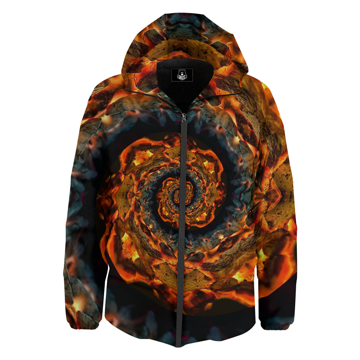 Keleidoscope Lava Texture Print Down Jacket-grizzshop