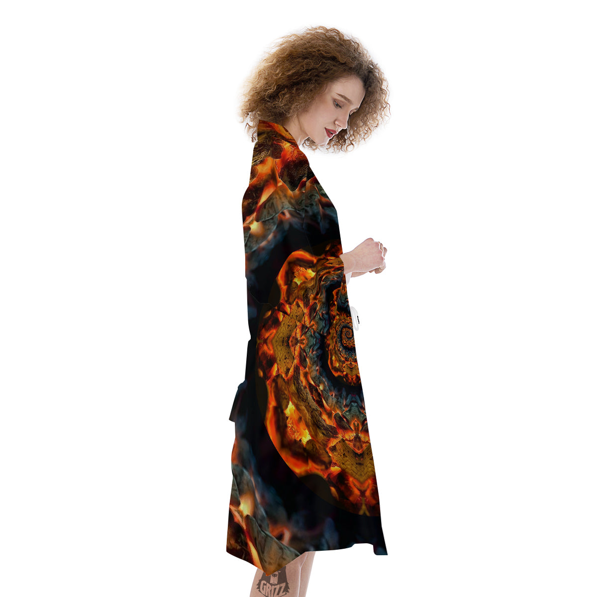 Keleidoscope Lava Texture Print Kimono-grizzshop