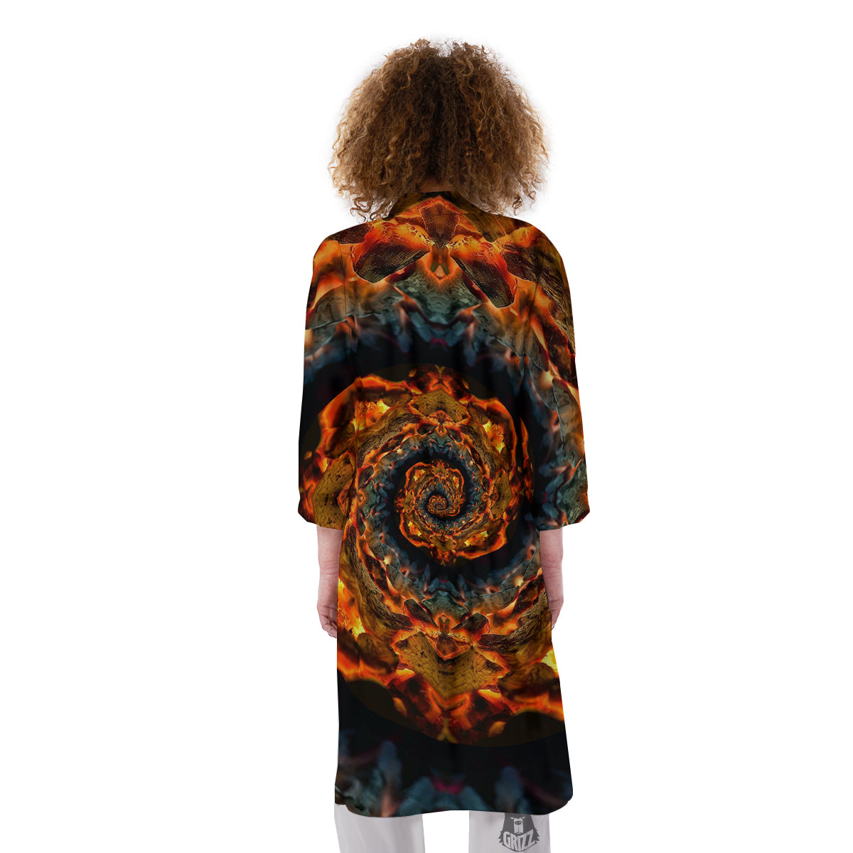 Keleidoscope Lava Texture Print Kimono-grizzshop