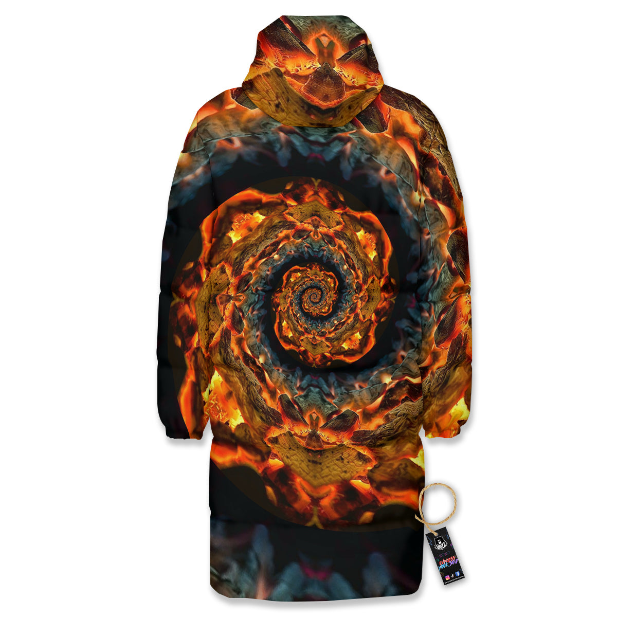Keleidoscope Lava Texture Print Long Down Jacket-grizzshop