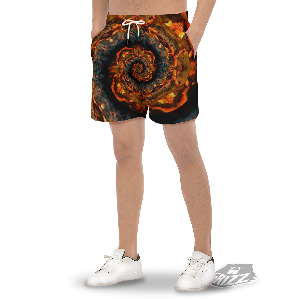 Keleidoscope Lava Texture Print Men's Gym Shorts-grizzshop