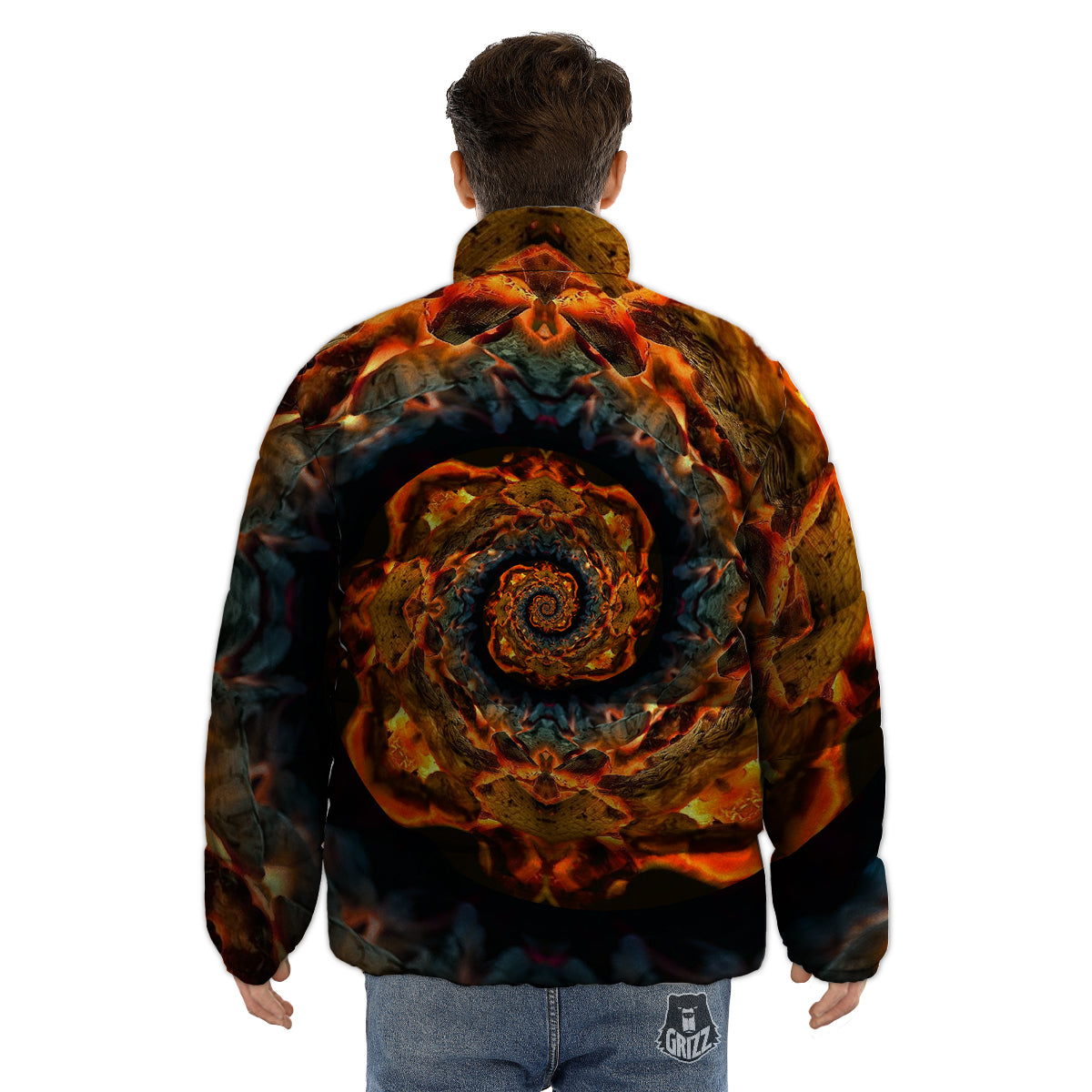 Keleidoscope Lava Texture Print Puffer Jacket-grizzshop