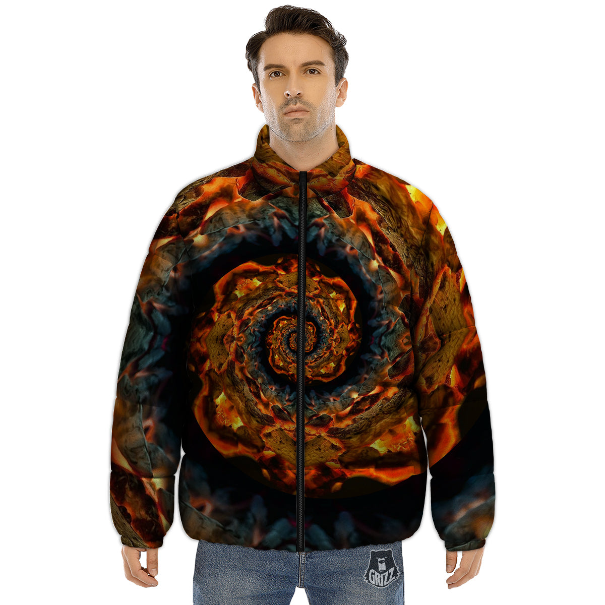 Keleidoscope Lava Texture Print Puffer Jacket-grizzshop