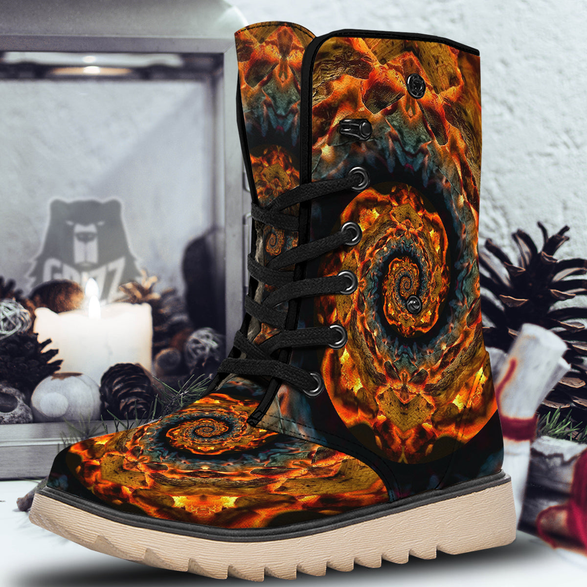 Keleidoscope Lava Texture Print Snow Boots-grizzshop