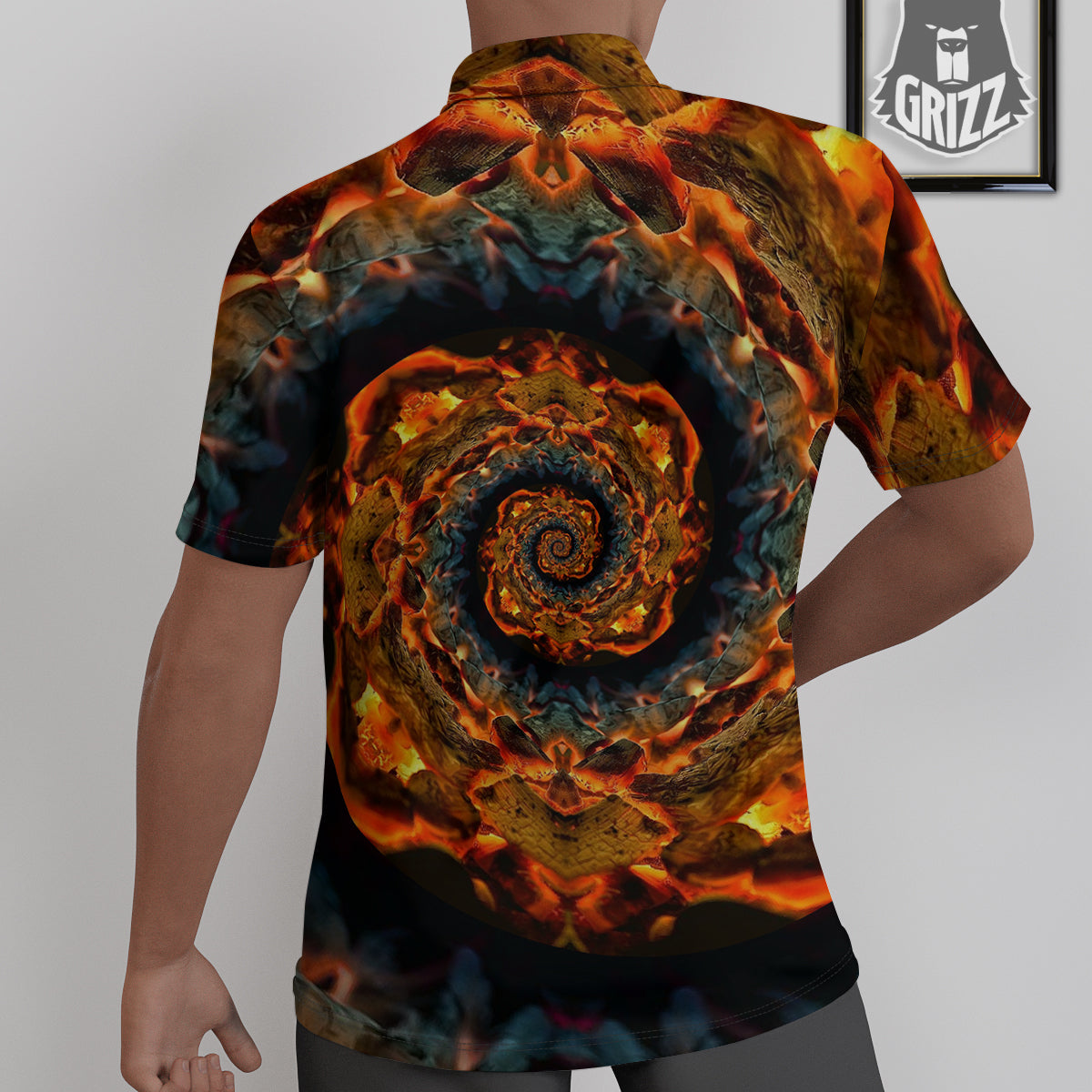Keleidoscope Lava Texture Print Untucked Shirts-grizzshop