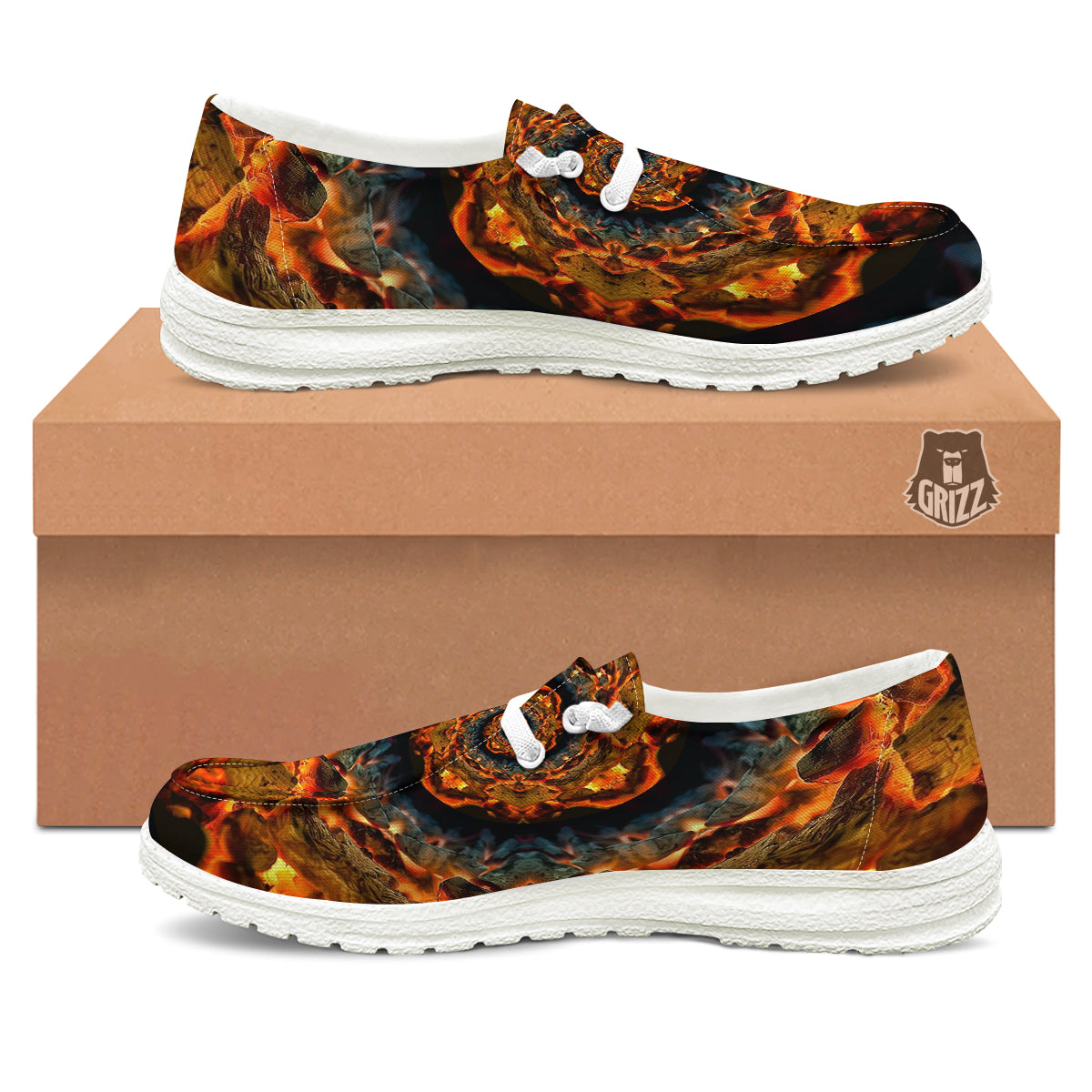 Keleidoscope Lava Texture Print White Loafers-grizzshop