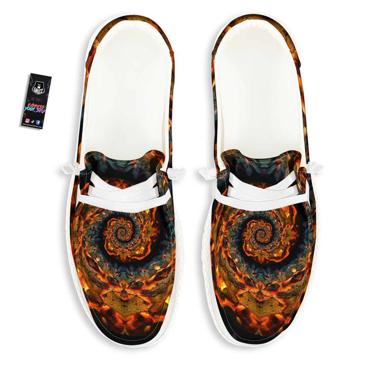 Keleidoscope Lava Texture Print White Loafers-grizzshop