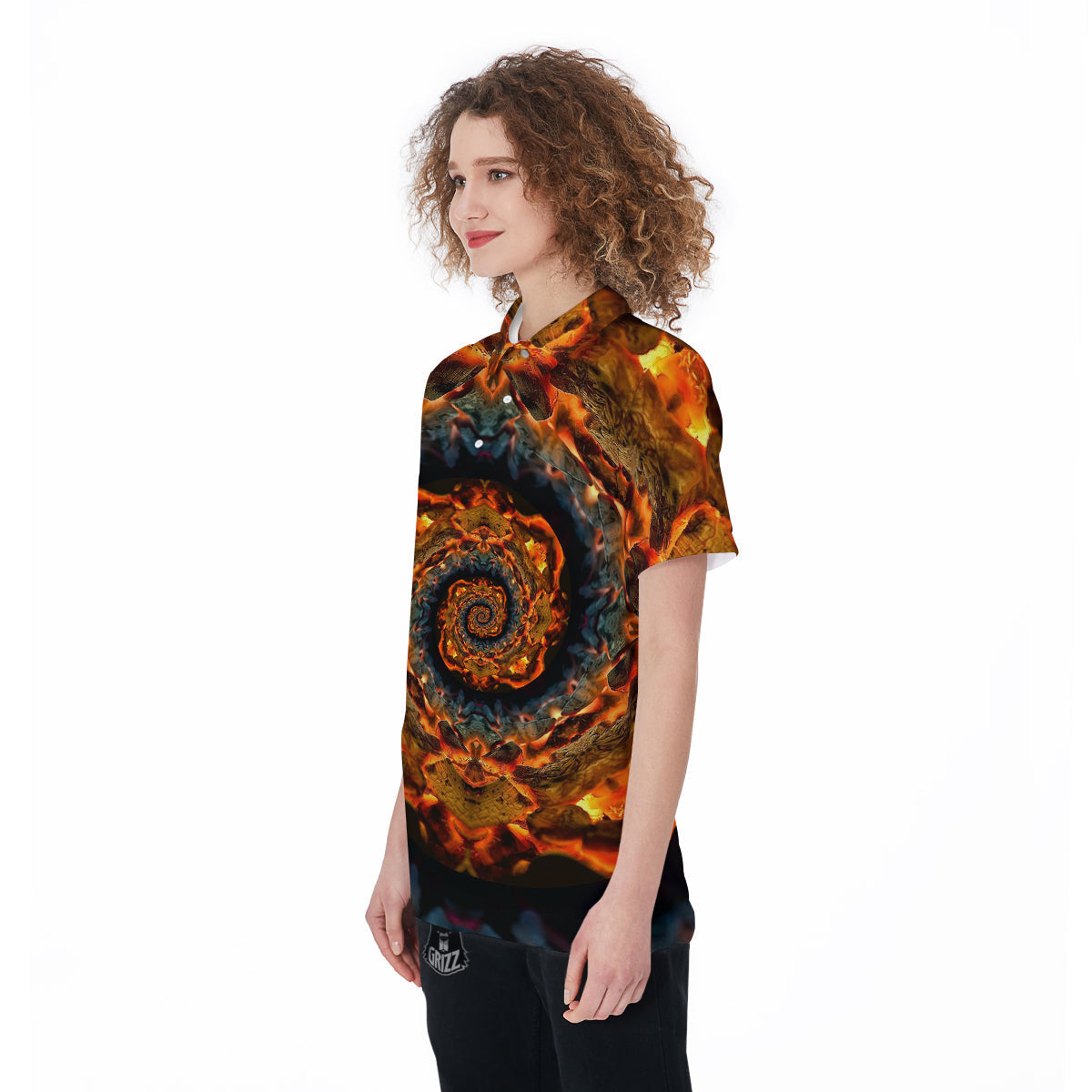 Keleidoscope Lava Texture Print Women's Golf Shirts-grizzshop