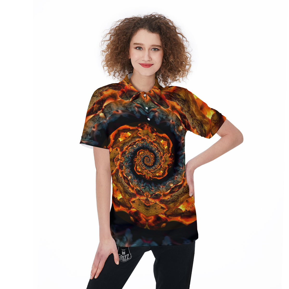 Keleidoscope Lava Texture Print Women's Golf Shirts-grizzshop
