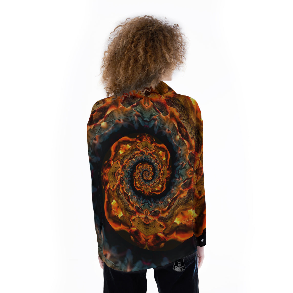Keleidoscope Lava Texture Print Women's Long Sleeve Shirts-grizzshop