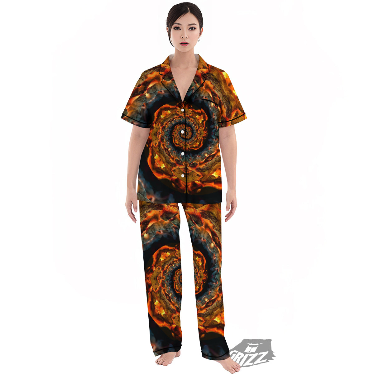Keleidoscope Lava Texture Print Women's Pajamas Set-grizzshop