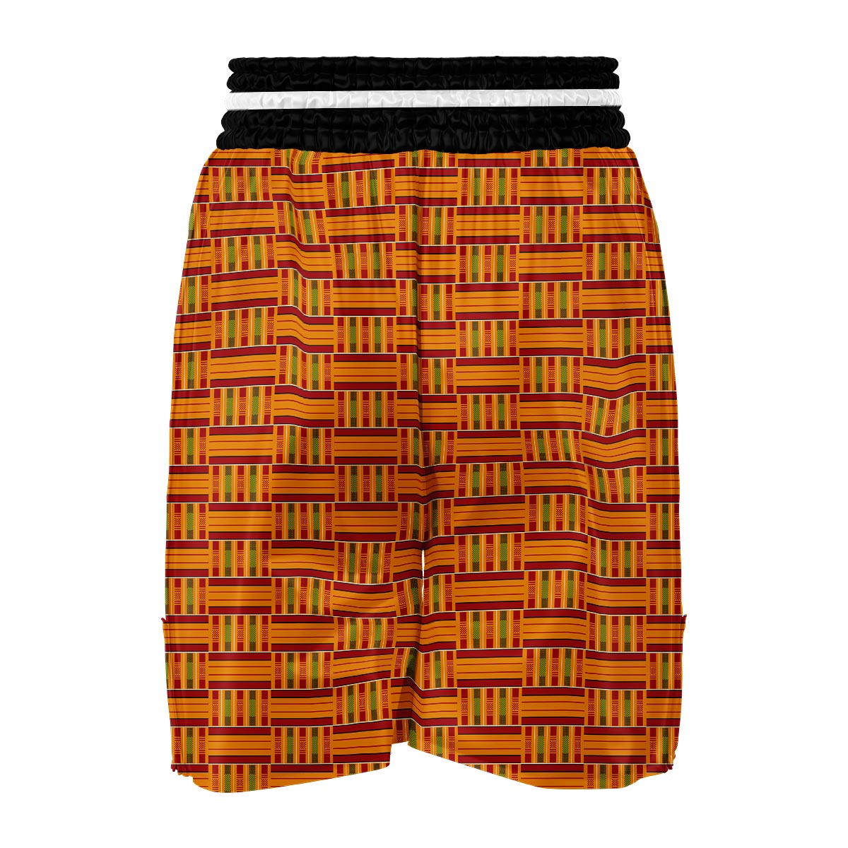 Kente African Orange Print Pattern Boxing Shorts-grizzshop