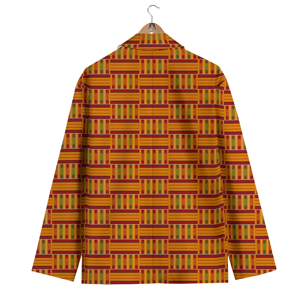 Kente African Orange Print Pattern Men's Blazer-grizzshop