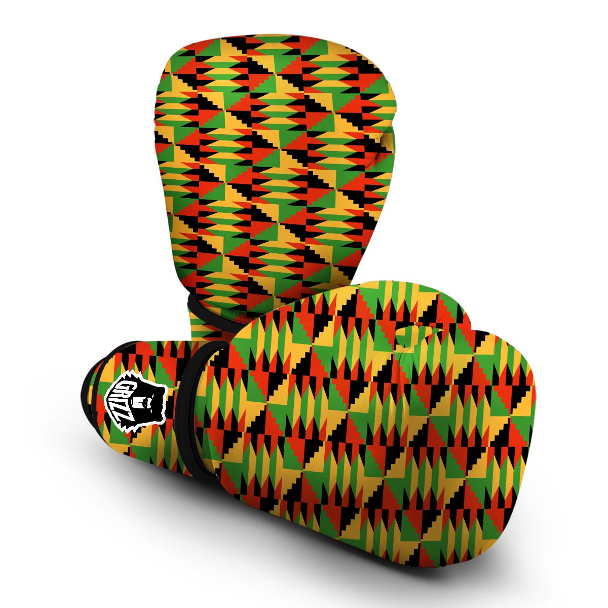 Kente African Pattern Print Boxing Gloves-grizzshop